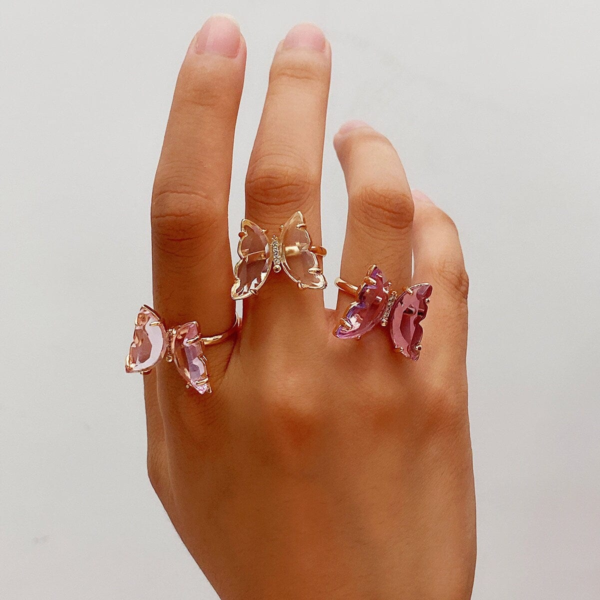 Chic Colorful Zirconia Butterfly Ring - ArtGalleryZen