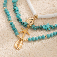 Thumbnail for Chic Conch Starfish Pendant Turquoise Polymer Clay Chain Necklace Set - ArtGalleryZen