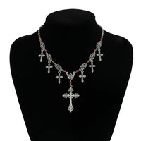 Thumbnail for Chic Crystal Charm Antique Cross Tassel Necklace - ArtGalleryZen