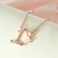 Thumbnail for Chic Crystal Opal Inlaid Floral Alphabet Monogram Letter Necklace - ArtGalleryZen