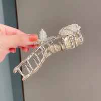 Thumbnail for Chic Crystal Pearl Inlaid Rose Chignon Claw Clip Hair Clip - ArtGalleryZen