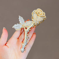 Thumbnail for Chic Crystal Pearl Inlaid Rose Chignon Claw Clip Hair Clip - ArtGalleryZen