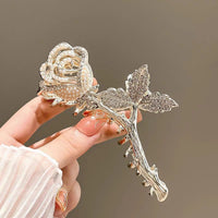 Thumbnail for Chic Crystal Pearl Inlaid Rose Chignon Claw Clip Hair Clip - ArtGalleryZen
