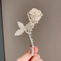 Thumbnail for Chic Crystal Pearl Inlaid Rose Chignon Claw Clip Hair Clip - ArtGalleryZen