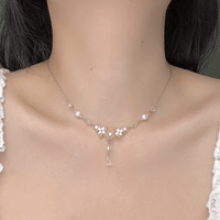 Thumbnail for Chic Crystal Pendant Floral Seed Beaded Chain Choker Necklace - ArtGalleryZen