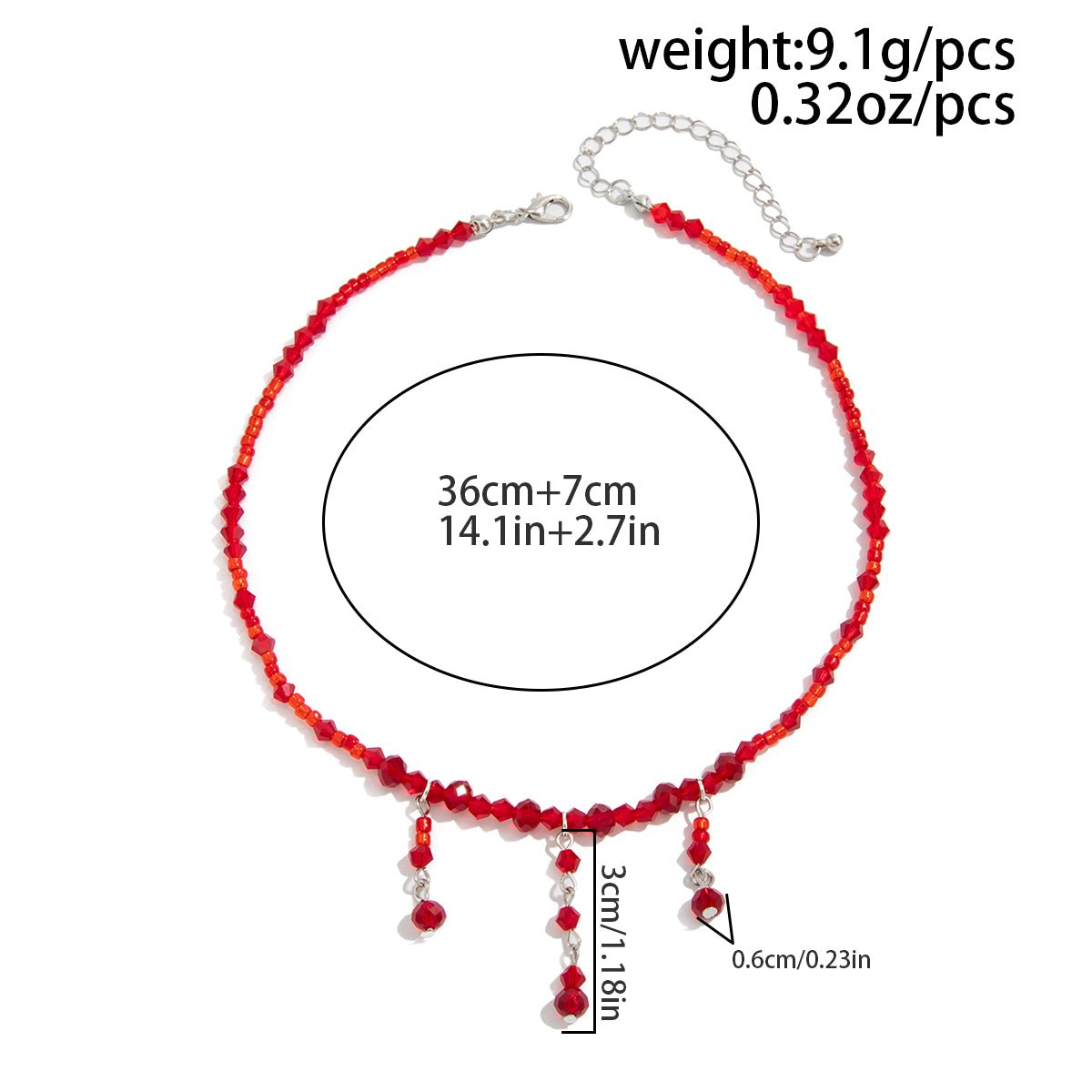 Chic Crystal Tassel Blood Drop Choker Necklace - ArtGalleryZen