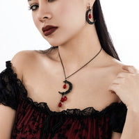 Thumbnail for Chic Crystal Tassel Moon Charm Necklace Earrings Set - ArtGalleryZen