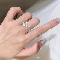 Thumbnail for Chic CZ Inlaid Angel Wing Star Open Ring - ArtGalleryZen