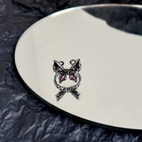 Thumbnail for Chic CZ Inlaid Black Butterfly Ring - ArtGalleryZen