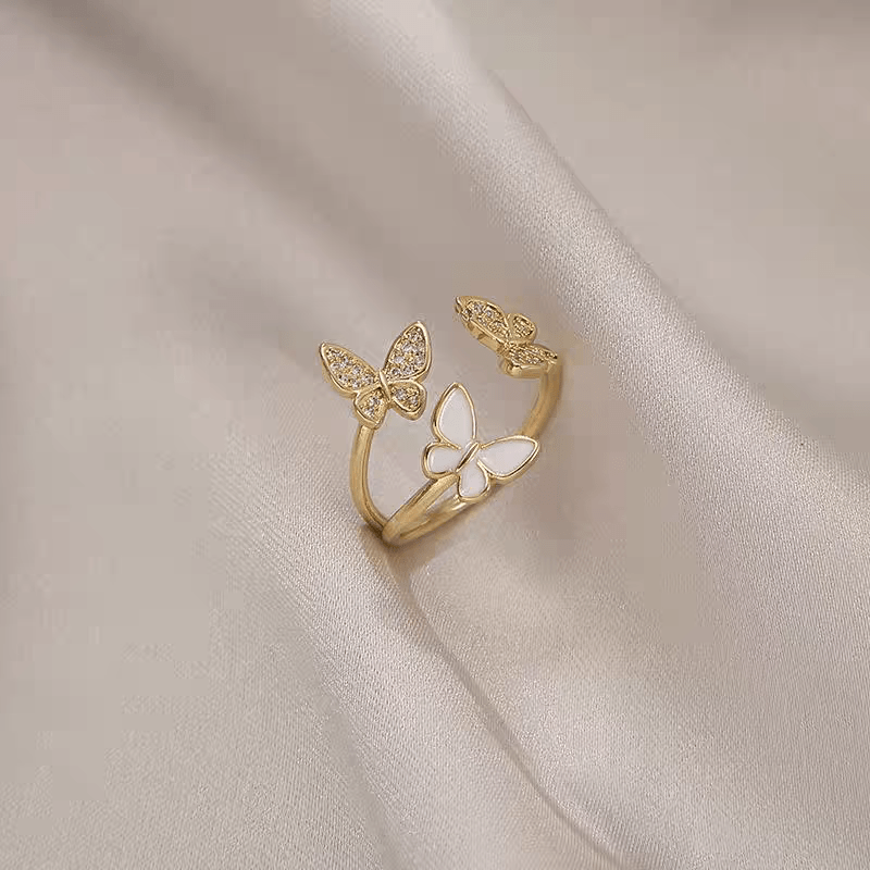 Chic CZ Inlaid Butterfly Ring - ArtGalleryZen