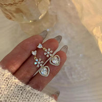 Thumbnail for Chic CZ Inlaid Crystal Floral Heart Dangle Earrings - ArtGalleryZen