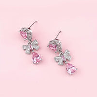 Thumbnail for Chic CZ Inlaid Crystal Ribbon Heart Dangle Earrings - ArtGalleryZen
