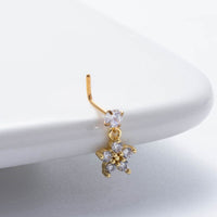 Thumbnail for Chic CZ Inlaid Dangling Crown Floral Stainless Steel Nose Piercing Nose Stud - ArtGalleryZen