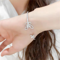 Thumbnail for Chic CZ Inlaid Duo Butterfly Bangle Bracelet - ArtGalleryZen