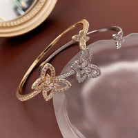 Thumbnail for Chic CZ Inlaid Duo Butterfly Bangle Bracelet - ArtGalleryZen