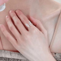 Thumbnail for Chic CZ Inlaid Enamel Butterfly Fritillaria Open Ring - ArtGalleryZen