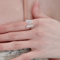 Thumbnail for Chic CZ Inlaid Enamel Butterfly Fritillaria Open Ring - ArtGalleryZen