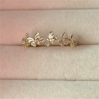 Thumbnail for Chic CZ Inlaid Enamel Butterfly Open Ring - ArtGalleryZen