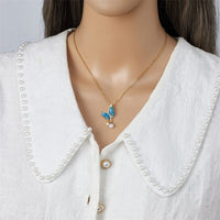 Thumbnail for Chic CZ Inlaid Gradient Butterfly Pearl Pendant Cable Chain Necklace - ArtGalleryZen