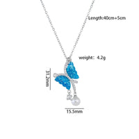 Thumbnail for Chic CZ Inlaid Gradient Butterfly Pearl Pendant Cable Chain Necklace - ArtGalleryZen
