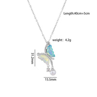 Thumbnail for Chic CZ Inlaid Gradient Butterfly Pearl Pendant Cable Chain Necklace - ArtGalleryZen