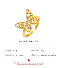Thumbnail for Chic CZ Inlaid Hollowed-out Butterfly Ring - ArtGalleryZen