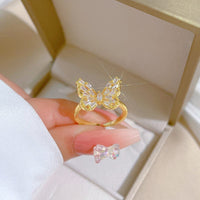 Thumbnail for Chic CZ Inlaid Hollowed-out Butterfly Ring - ArtGalleryZen