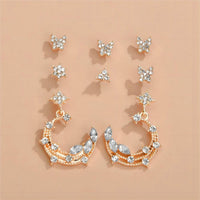 Thumbnail for Chic CZ Inlaid Moon Phase Star Dangle Stud Earrings Set - ArtGalleryZen