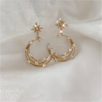 Thumbnail for Chic CZ Inlaid Moon Phase Star Dangle Stud Earrings Set - ArtGalleryZen