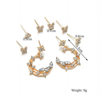 Thumbnail for Chic CZ Inlaid Moon Phase Star Dangle Stud Earrings Set - ArtGalleryZen