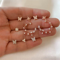 Thumbnail for Chic CZ Inlaid Moon Phase Star Dangle Stud Earrings Set - ArtGalleryZen