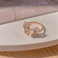 Thumbnail for Chic CZ Inlaid Natural Pearl Shell Duo Butterfly Ring - ArtGalleryZen