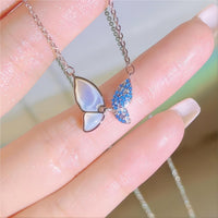 Thumbnail for Chic CZ Inlaid Natural Pearl Shell Flapping Wings Butterfly Necklace - ArtGalleryZen