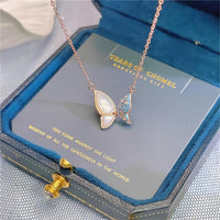 Thumbnail for Chic CZ Inlaid Natural Pearl Shell Flapping Wings Butterfly Necklace - ArtGalleryZen