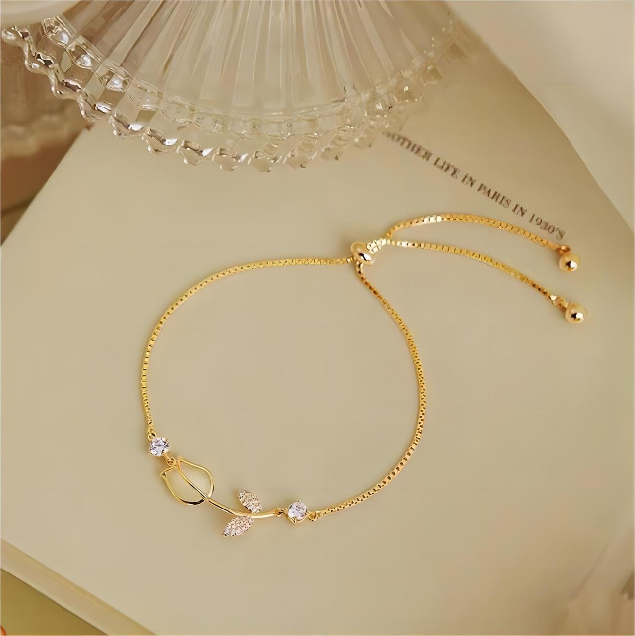 Chic CZ Inlaid Opal Tulip Bracelet - ArtGalleryZen