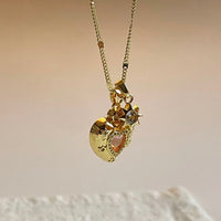 Thumbnail for Chic CZ Inlaid Pink Crystal Heart Chain Necklace - ArtGalleryZen
