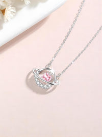 Thumbnail for Chic CZ Inlaid Planet Dangle Heart Pendant Necklace - ArtGalleryZen