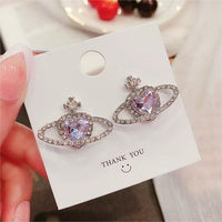 Thumbnail for Chic CZ Inlaid Purple Saturn Necklace Earrings Bracelet Set - ArtGalleryZen