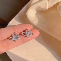 Thumbnail for Chic CZ Inlaid Rhinestone Saturn Heart Earrings - ArtGalleryZen