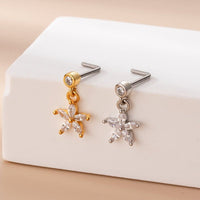 Thumbnail for Chic CZ Inlaid Stainless Steel Floral Heart Nose Piercing Nose Stud - ArtGalleryZen