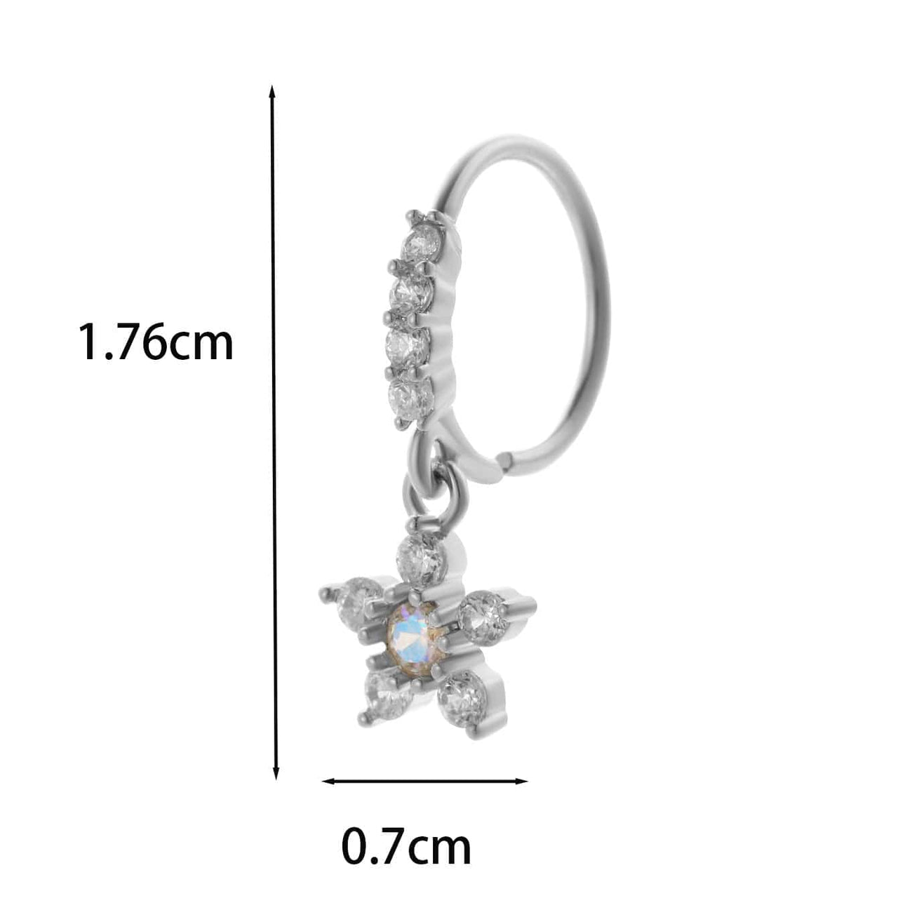 Chic CZ Inlaid Titanium Steel Flower Heart Nose Piercing Nose Stud Nose Hoop - ArtGalleryZen