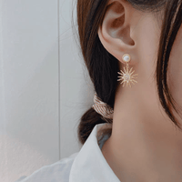 Thumbnail for Chic CZ Pearl Inlaid Star Moon Phase Earrings - ArtGalleryZen