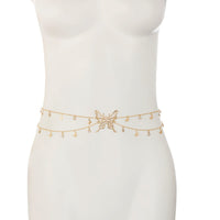 Thumbnail for Chic Dainty Layered Butterfly Crystal Tassel Belly Chain - ArtGalleryZen