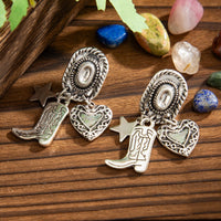 Thumbnail for Chic Dangling Cowboy Hat Boot Heart Star Earrings - ArtGalleryZen
