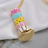 Thumbnail for Chic Enamel Coffee Cup Long Chain Necklace - ArtGalleryZen