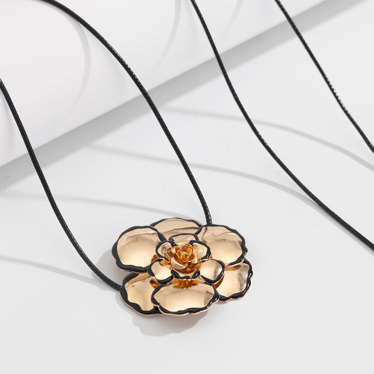 Chic Enamel Flower Wax Cord String Necklace - ArtGalleryZen