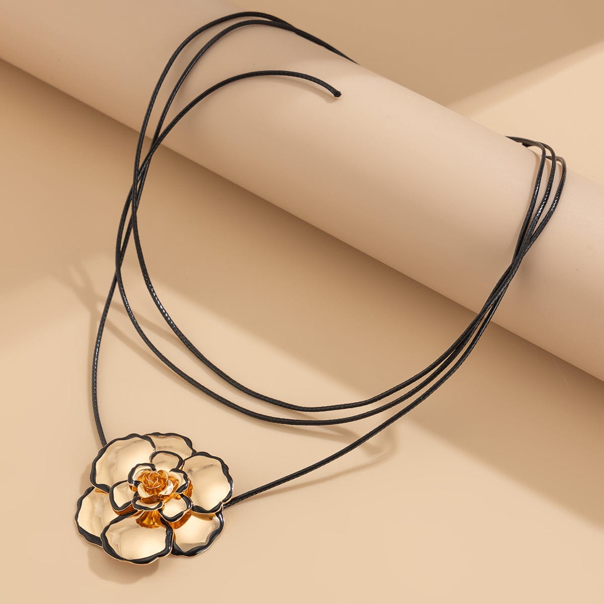 Chic Enamel Flower Wax Cord String Necklace - ArtGalleryZen