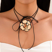 Thumbnail for Chic Enamel Flower Wax Cord String Necklace - ArtGalleryZen