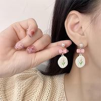 Thumbnail for Chic Enamel Pink Tulip Earrings - ArtGalleryZen
