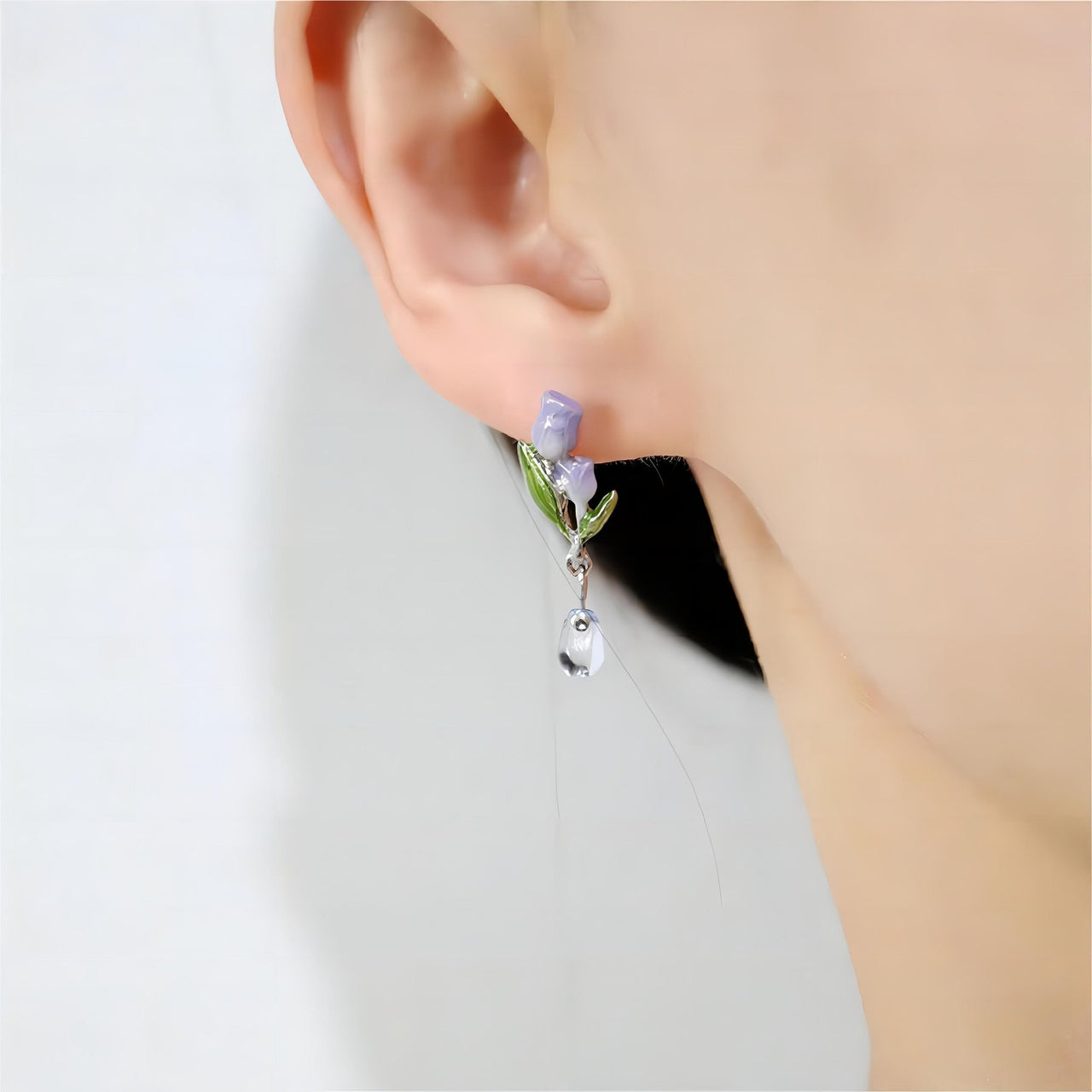 Chic Enamel Tulip Dangle Earrings - ArtGalleryZen